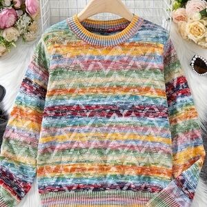 Multicolor Patterned Crewneck Sweater - Women's